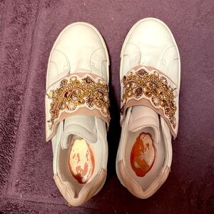 Rene Caovilla Embellished Crystal Sneakers, Size 36